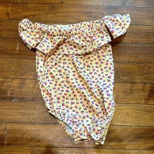 Bailey’s Blossoms Yellow Pink Floral Ruffle Infant Bodysuit 3-6 Months Baby